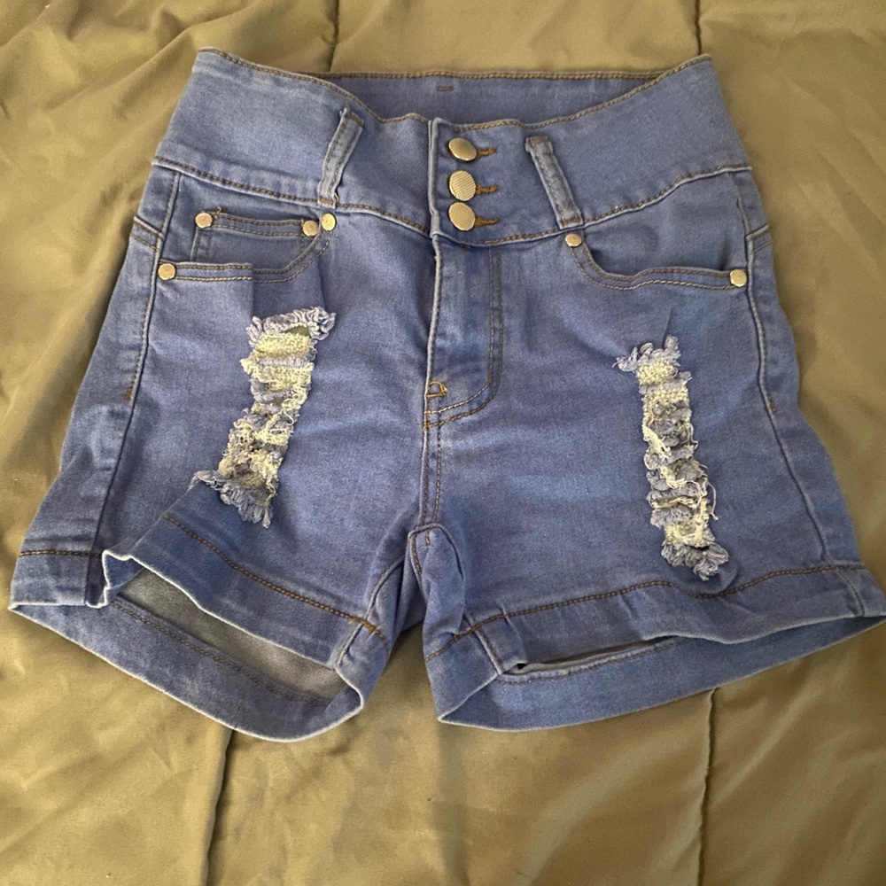 Blue denim shorts